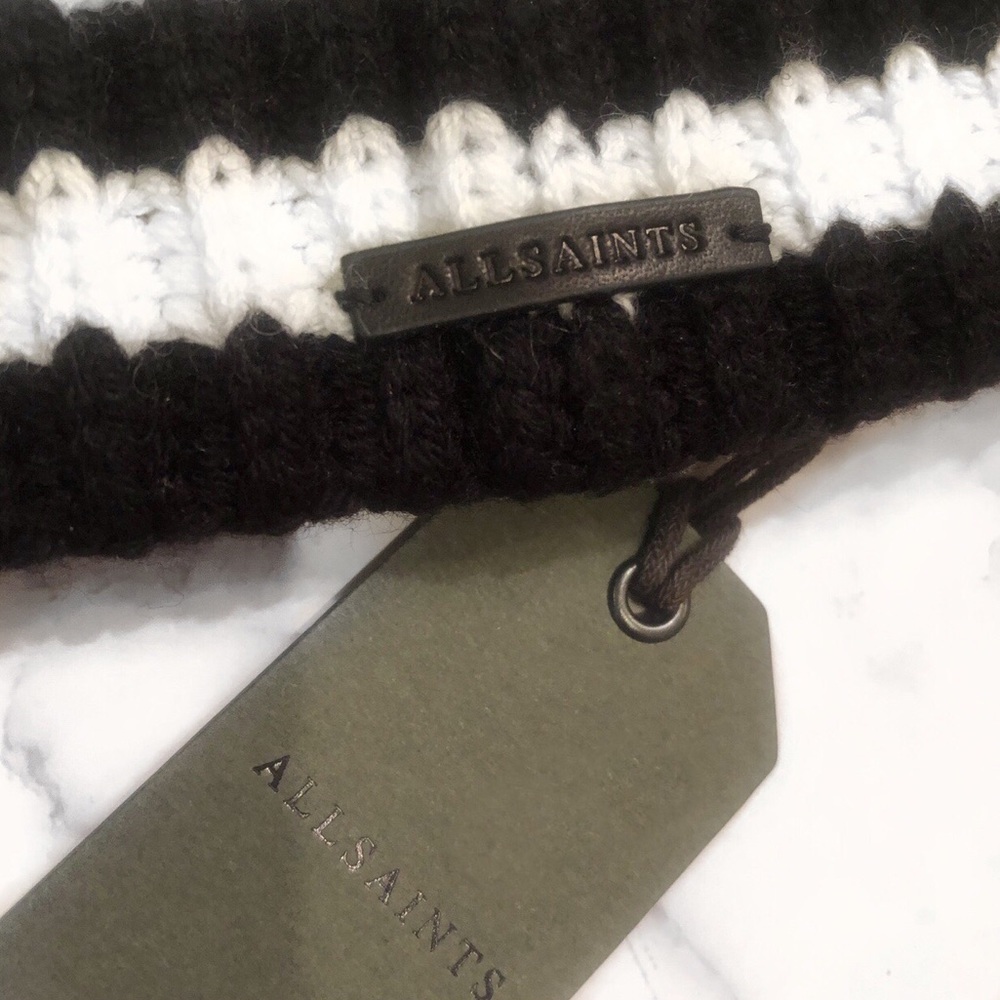 NWT AllSaints Ribbed Striped Fisherman Beanie - Picture 3 of 7